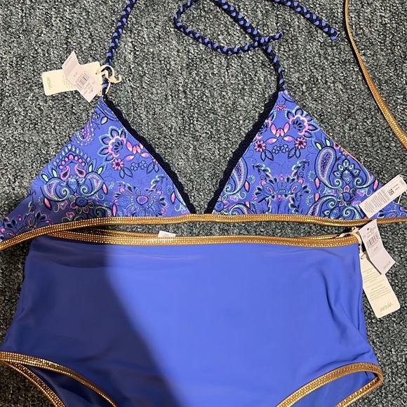 BRAND NEW with tags RARE Aerie reversible bikini high waist jet set beach Ikat - Picture 8 of 10